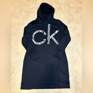 Calvin Klein women black sweater dress size large midi new without tags